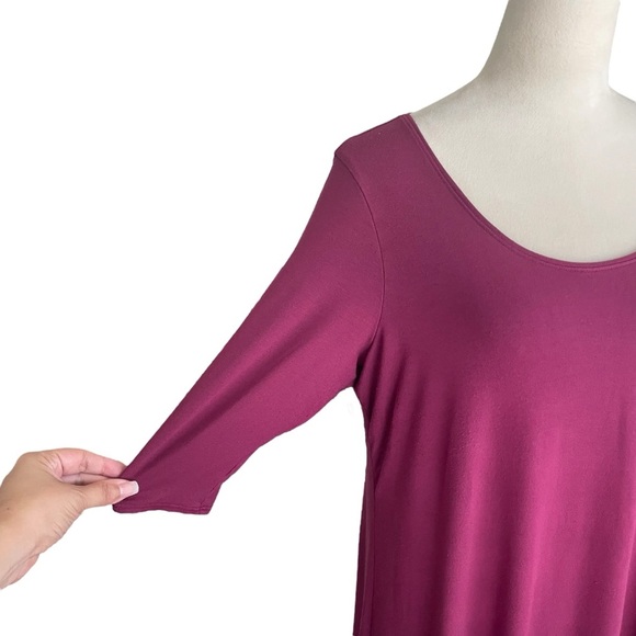 Eileen Fisher Purple Lagen Look Minimalist Rayon Blend Tunic Top Women Size L - Picture 5 of 7